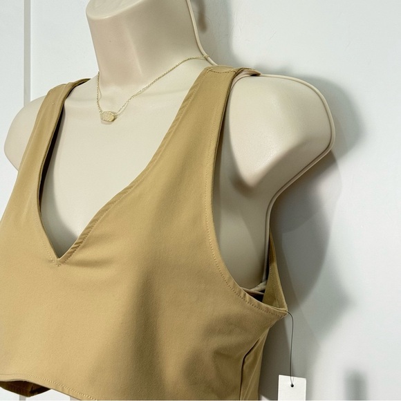 Steele Anthropologie Crop Top V Neck Sleeveless Large Tan Capsule Wardrobe New - Picture 4 of 9